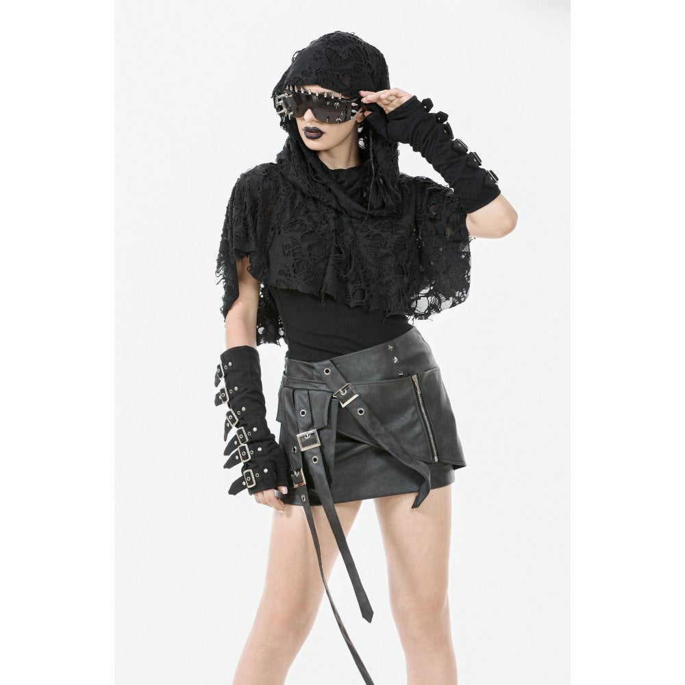 Dark in Love Nyx Distressed Shredded Hooded Poncho