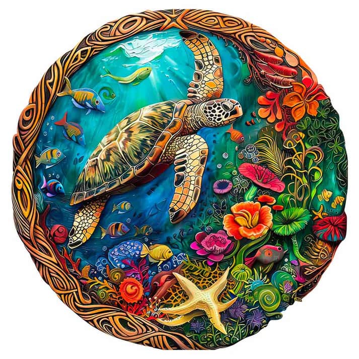 Wooden Animal and Nature Puzzles Turtle (round)