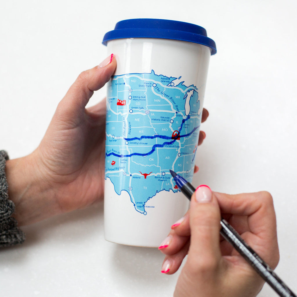USA Road Trip Map Color In Travel Cup