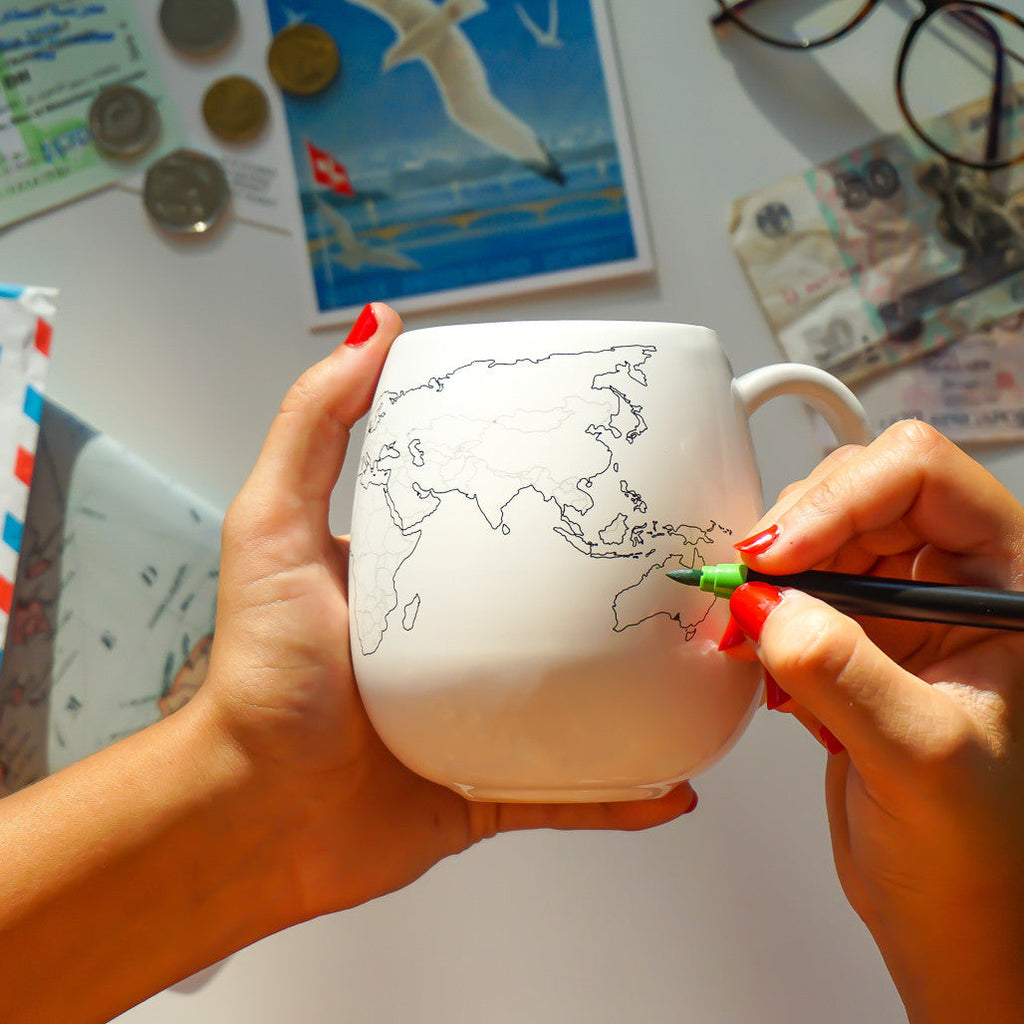 World Map Colour-In Mug | Travel Gift for Adventurers