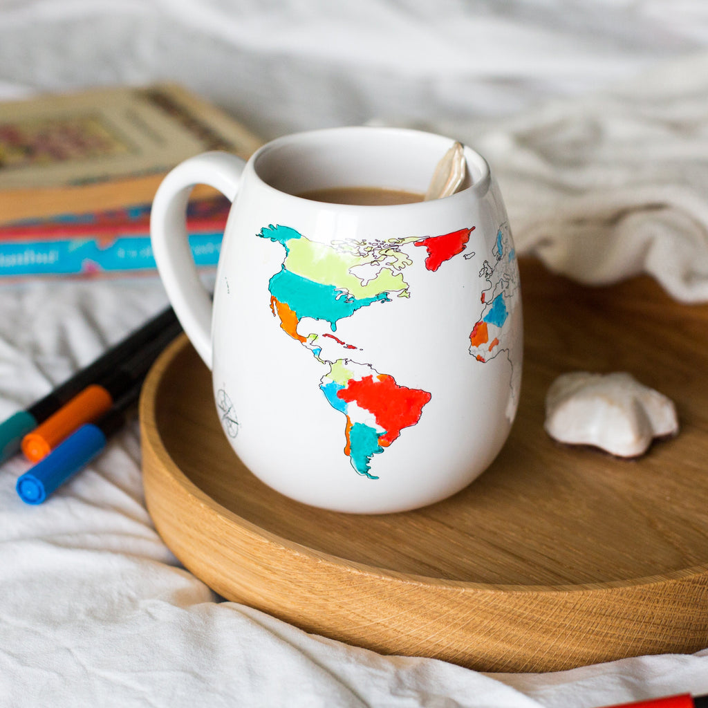 World Map Colour-In Mug | Travel Gift for Adventurers