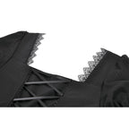 Dark in Love Gothic Lace Square-Neck Puff Sleeve Dress