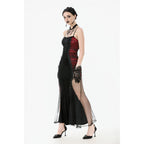 Dark in Love Lilith Red & Black Mesh Panel Goth Gown