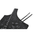 Dark in Love Morrigan One-Shoulder Lace Goth Top in Black