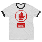 Do Not Disturb - Red Print Adult Ringer T-Shirt White Black Unisex