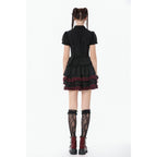 Dark in Love Black Crimson Gothic Tiered Skirt