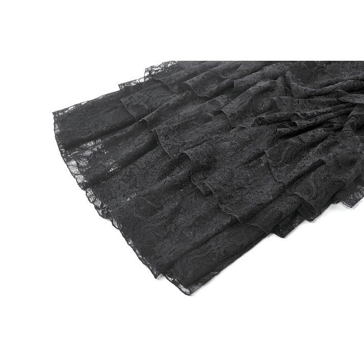 Dark in Love Vintage Gothic Lace Layered Maxi Skirt