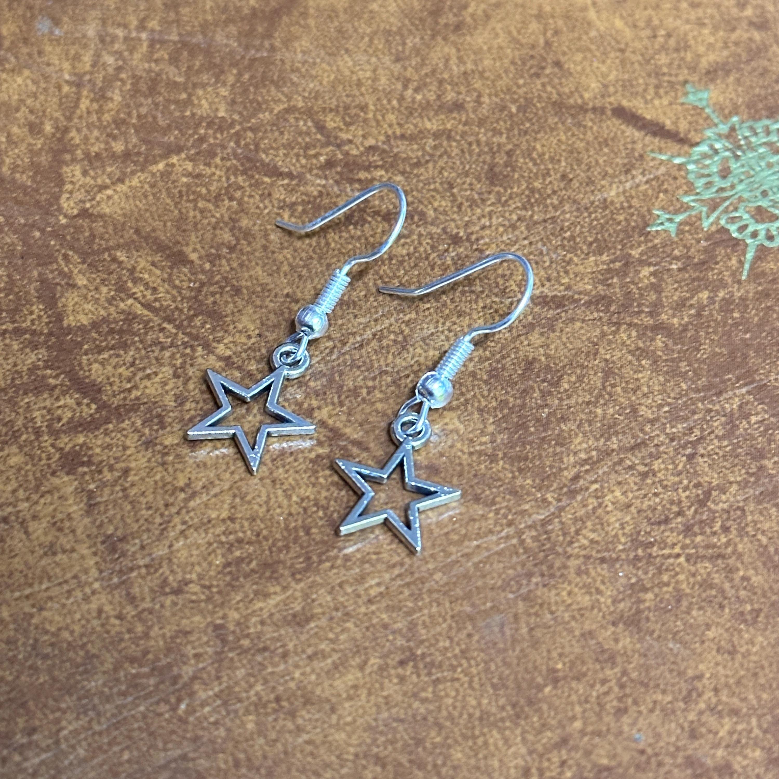 Moon Star Charm Drop Earrings