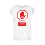 Do Not Disturb - Red Print Women's Extended Shoulder T-Shirt XS-5XL White Womens