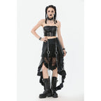 Dark in Love Belladonna Mesh Buckled Goth Skirt in Black
