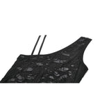 Dark in Love Morrigan One-Shoulder Lace Goth Top in Black