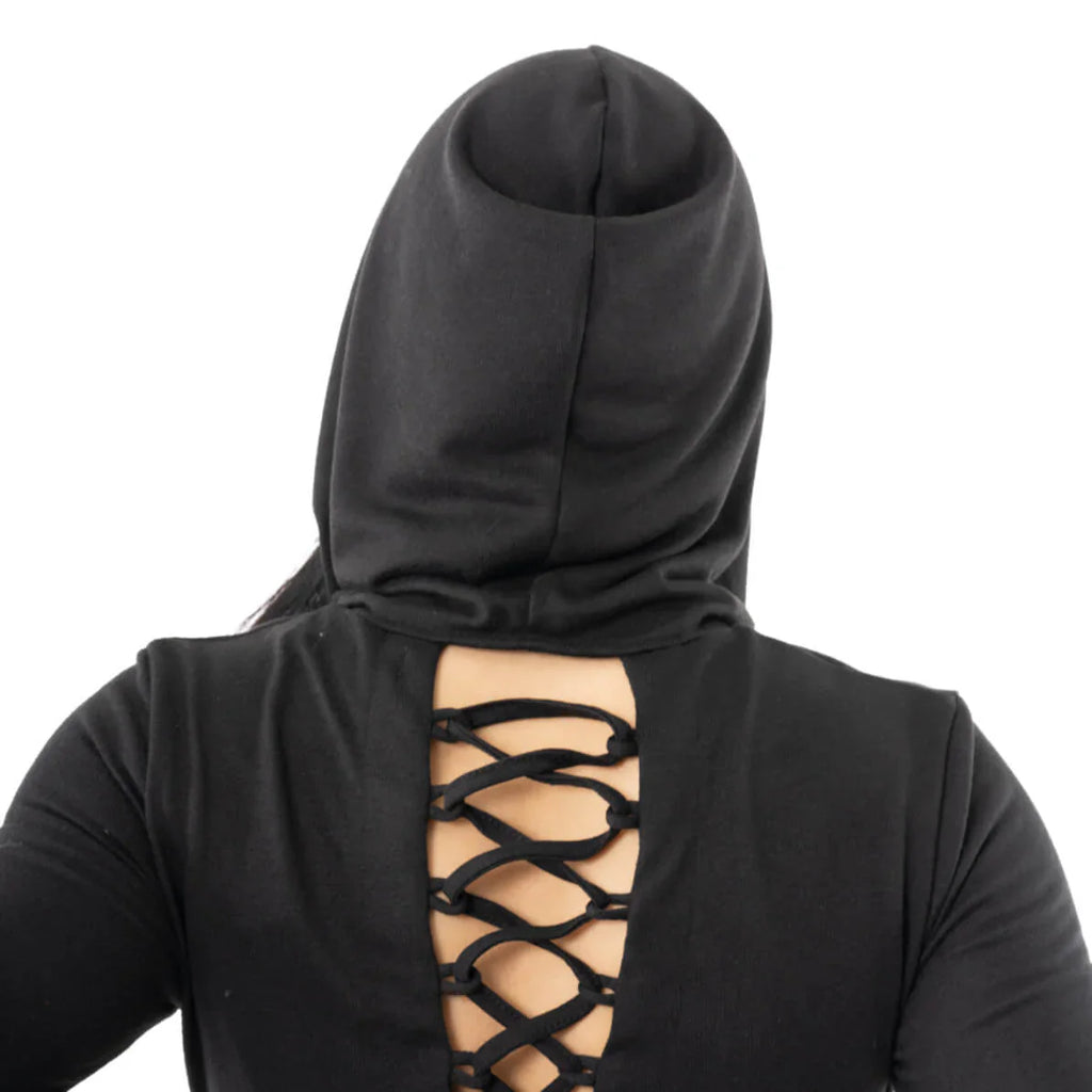 Innocent Lifestyle Emerson Hooded Cardigan with Cut Out Lace Up Feature