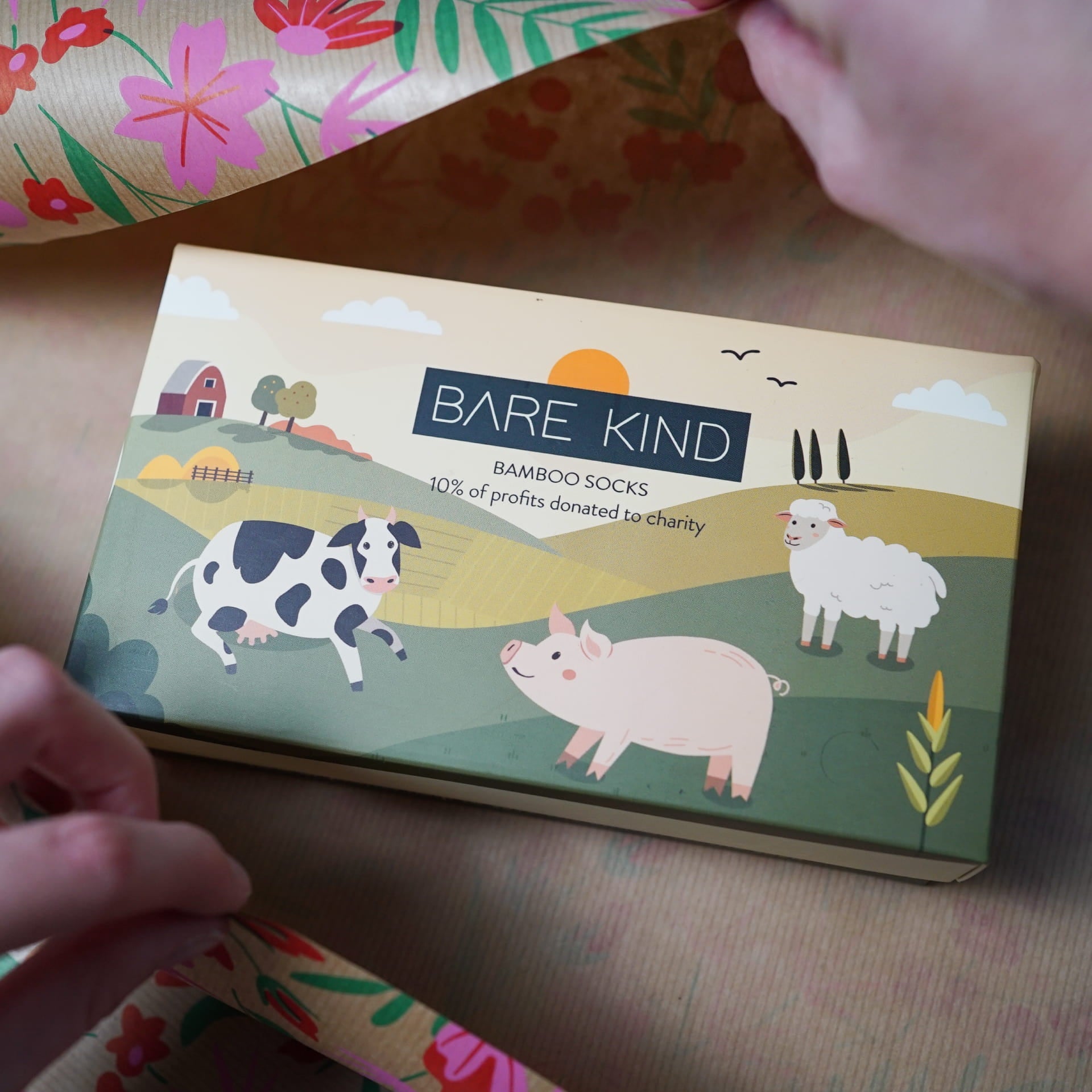 Farm Animals Bamboo Socks Gift Box of 3
