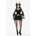 Dark in Love Classic Gothic Velvet & Lace Embroidered Dress