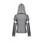 Dark in Love Punk Mesh Hollow-Out Hooded Top