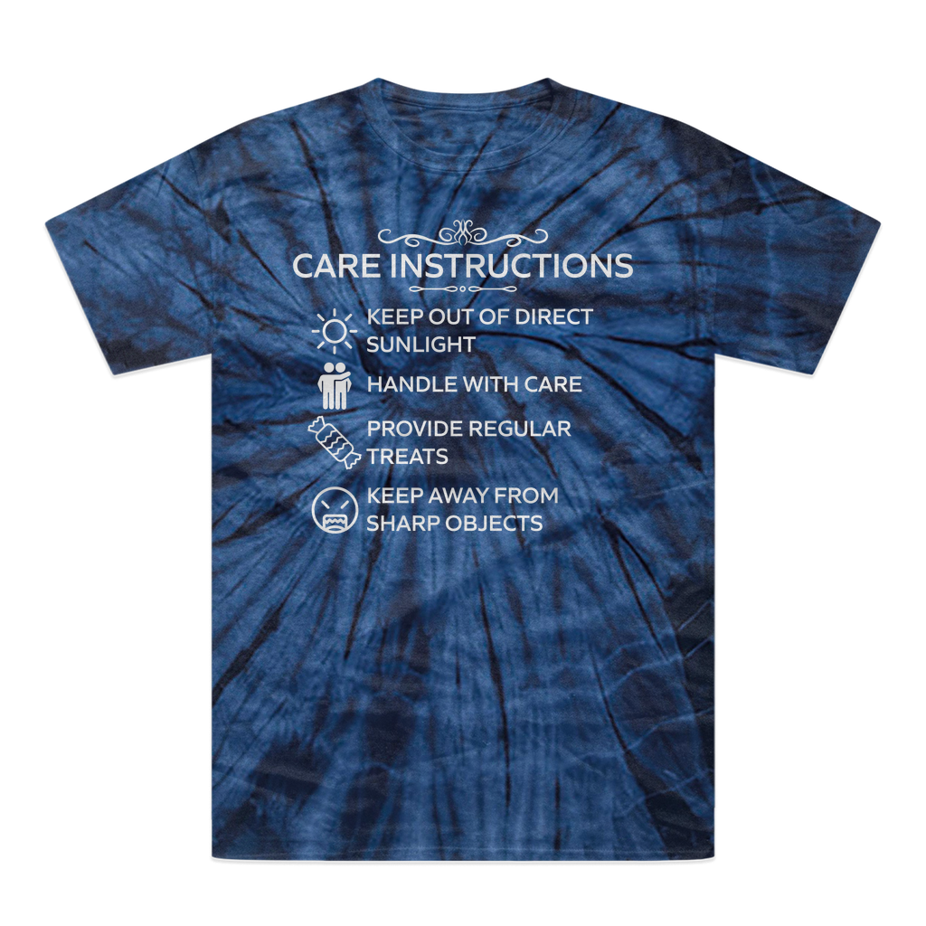 Care Instructions | White Print Tonal Spider Tie-Dye T-Shirt Navy Unisex