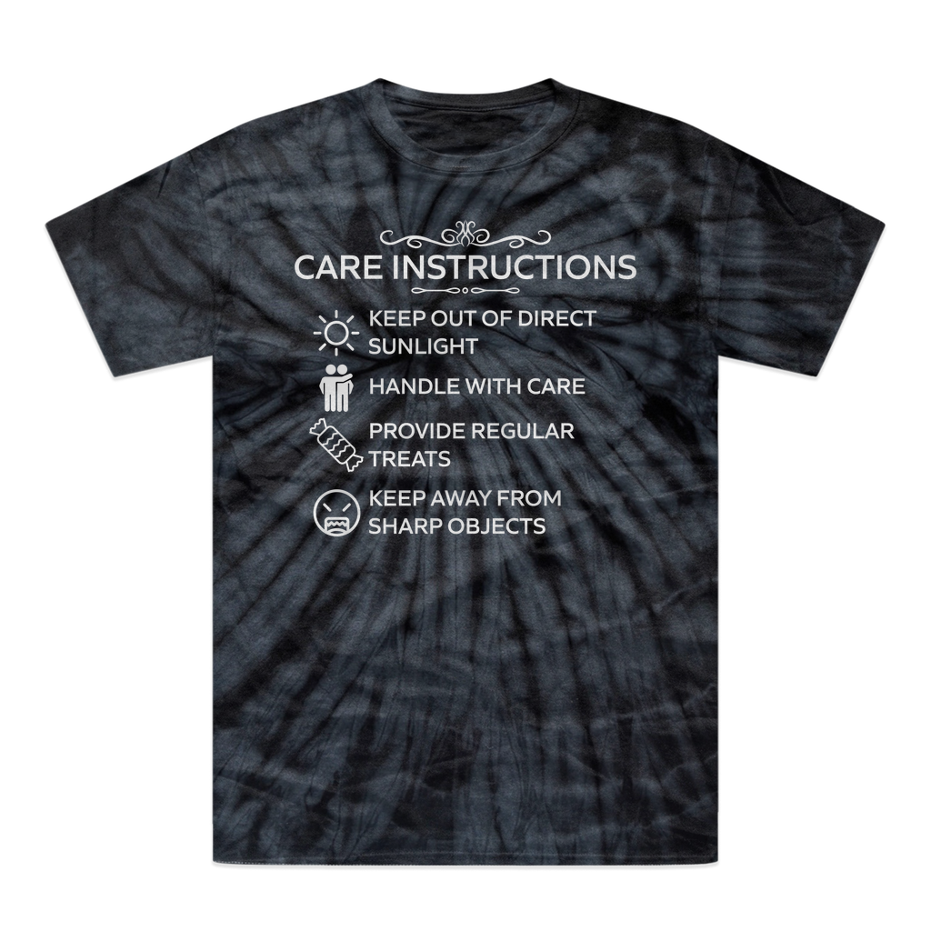 Care Instructions | White Print Tonal Spider Tie-Dye T-Shirt Black Unisex