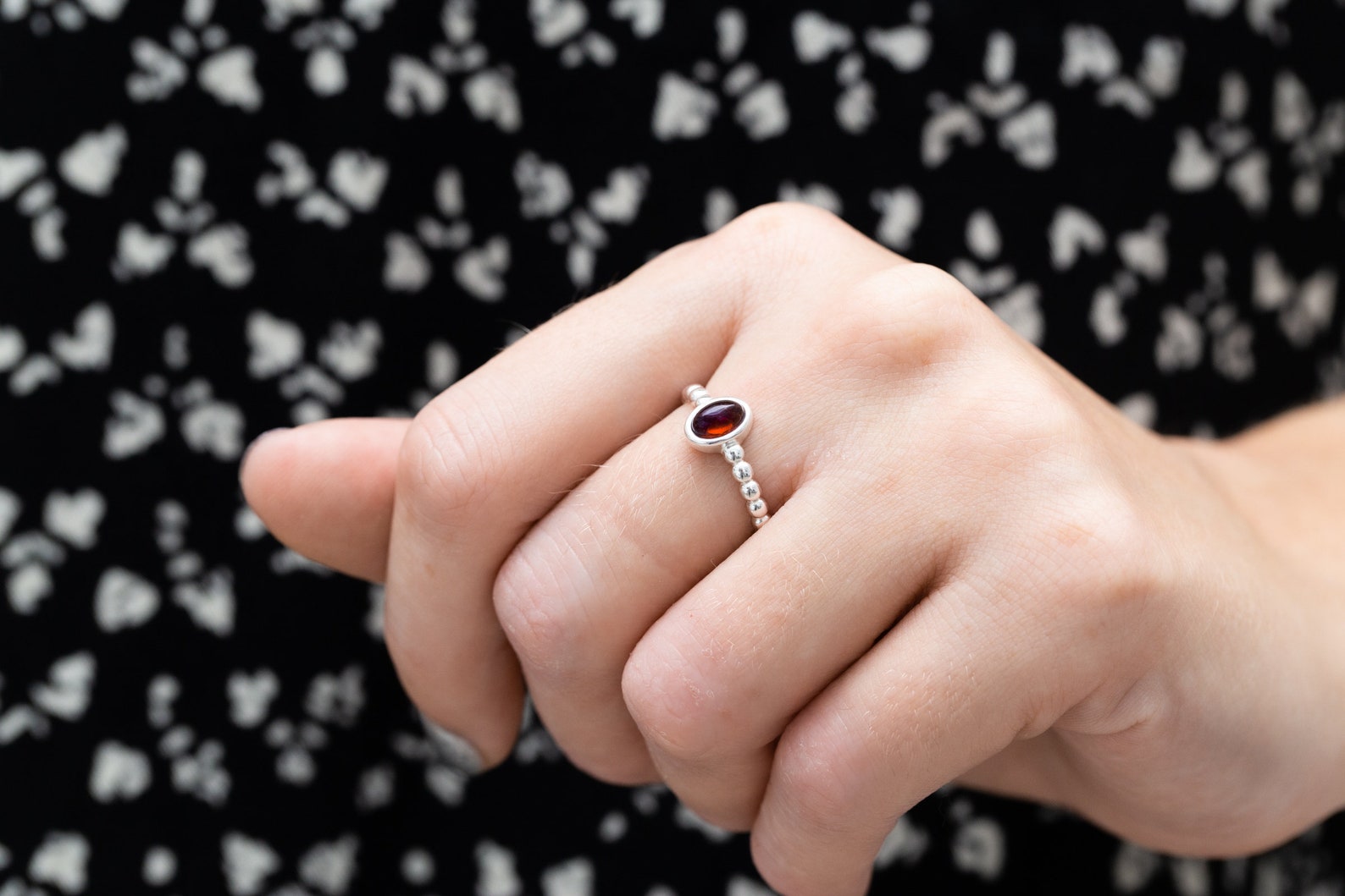 Cherry Amber Bubble Stacking Ring