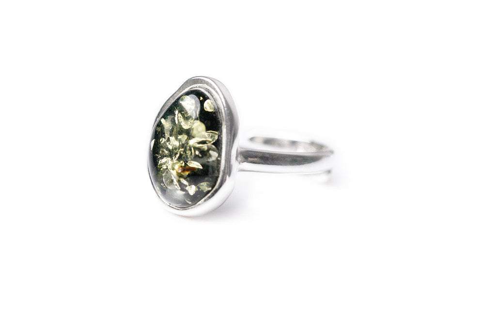 Green Amber ELEMENT Solitaire Adjustable Ring (PRE-ORDER)