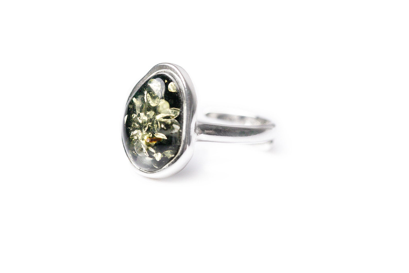 Green Amber ELEMENT Solitaire Adjustable Ring (PRE-ORDER)