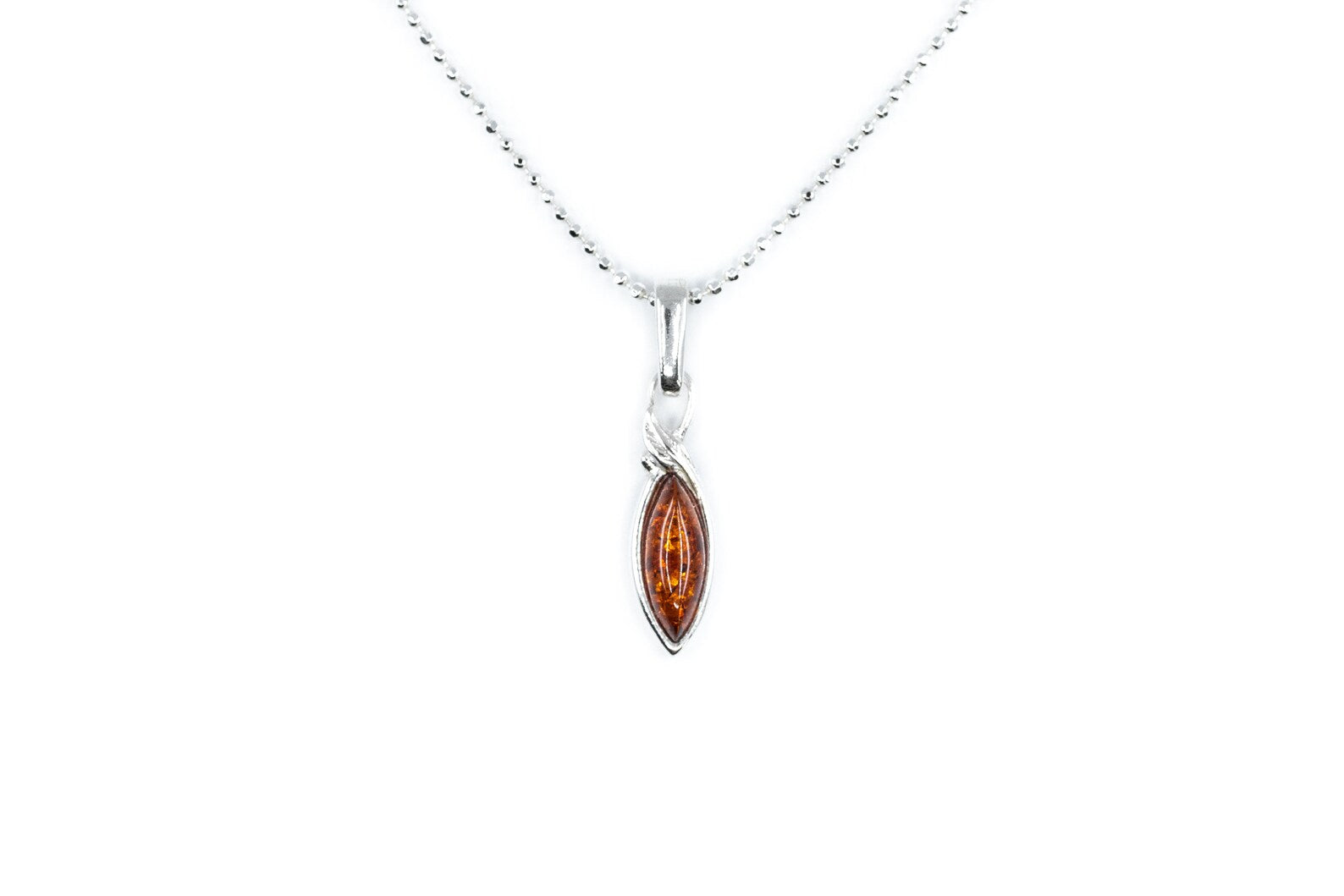 Minimal Leaf Amber Pendant
