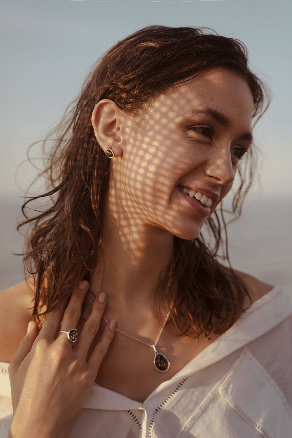 Green Amber ELEMENT Solitaire Adjustable Ring (PRE-ORDER)