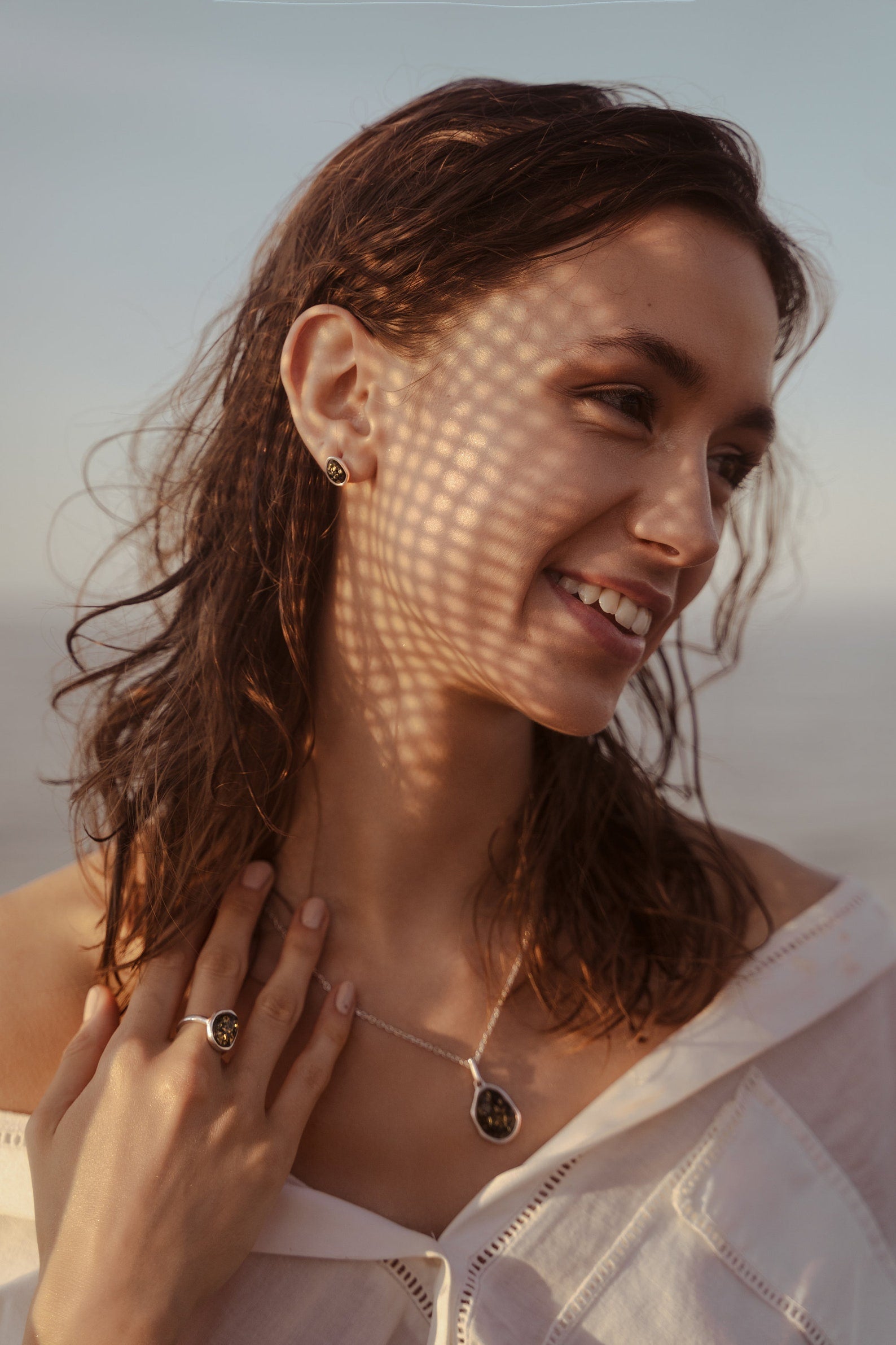 Green Amber ELEMENT Solitaire Adjustable Ring (PRE-ORDER)