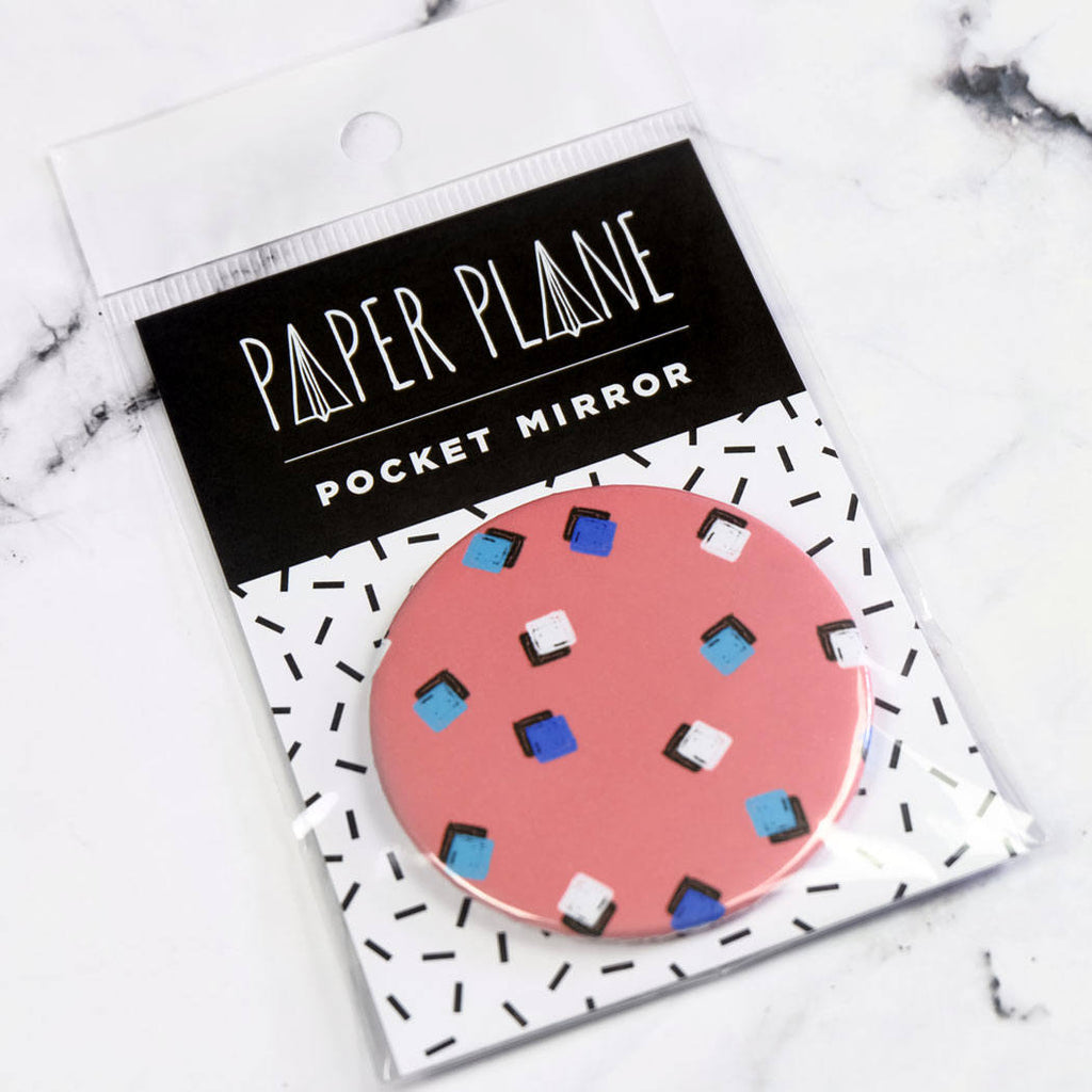 Squares Print Pocket Mirror/Badge/Bottle Opener