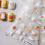 Hello Claws | Coffee Latte Bunny Embossed Pattern Design Nail Deco Sticker