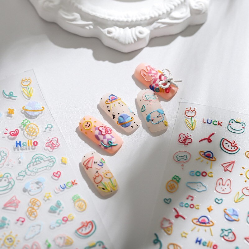 Hello Claws | Lovely Drawing Embossed Pattern Design Nail Deco Sticker