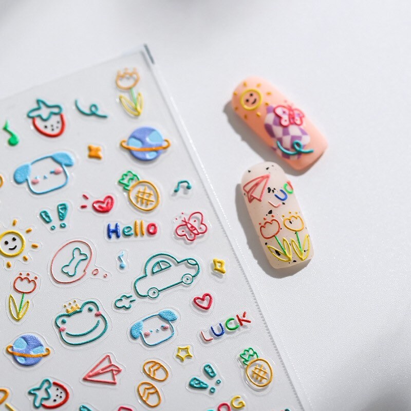 Hello Claws | Lovely Drawing Embossed Pattern Design Nail Deco Sticker