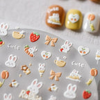 Hello Claws | Coffee Latte Bunny Embossed Pattern Design Nail Deco Sticker