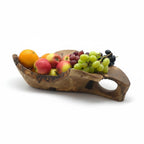 Rustic olive wood basket fruit , master piece, centrepiece