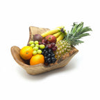 Rustic olive wood basket fruit , master piece, centrepiece