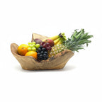 Rustic olive wood basket fruit , master piece, centrepiece