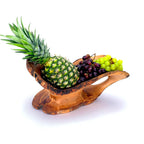 Rustic olive wood basket fruit , master piece, centrepiece
