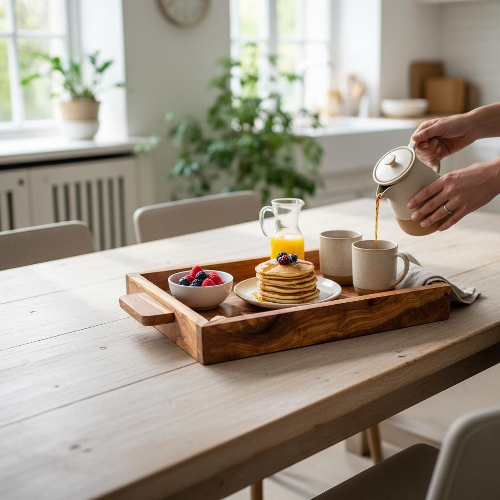 Luxury Handcrafted Olive Wood Tray | Rectangular Serving Board with Handles