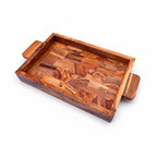 Luxury Handcrafted Olive Wood Tray | Rectangular Serving Board with Handles
