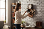 Industrial Steampunk Roman Numeral Olive Wood Clock | Luxury Live Edge Wall Art