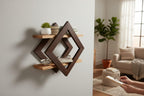 Handmade Geometric olive wood Floating Shelf