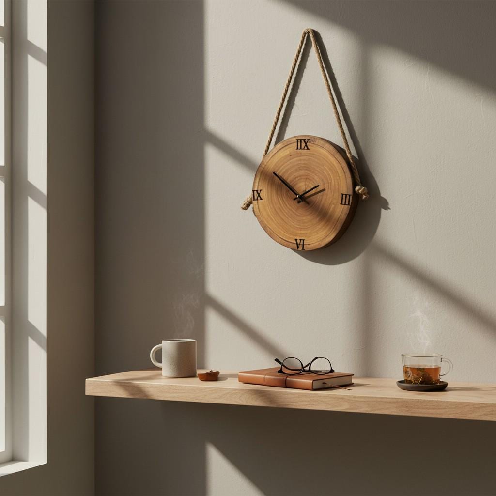 Wall Clock with Hanging Rope | Luxury Rustic Home Decor