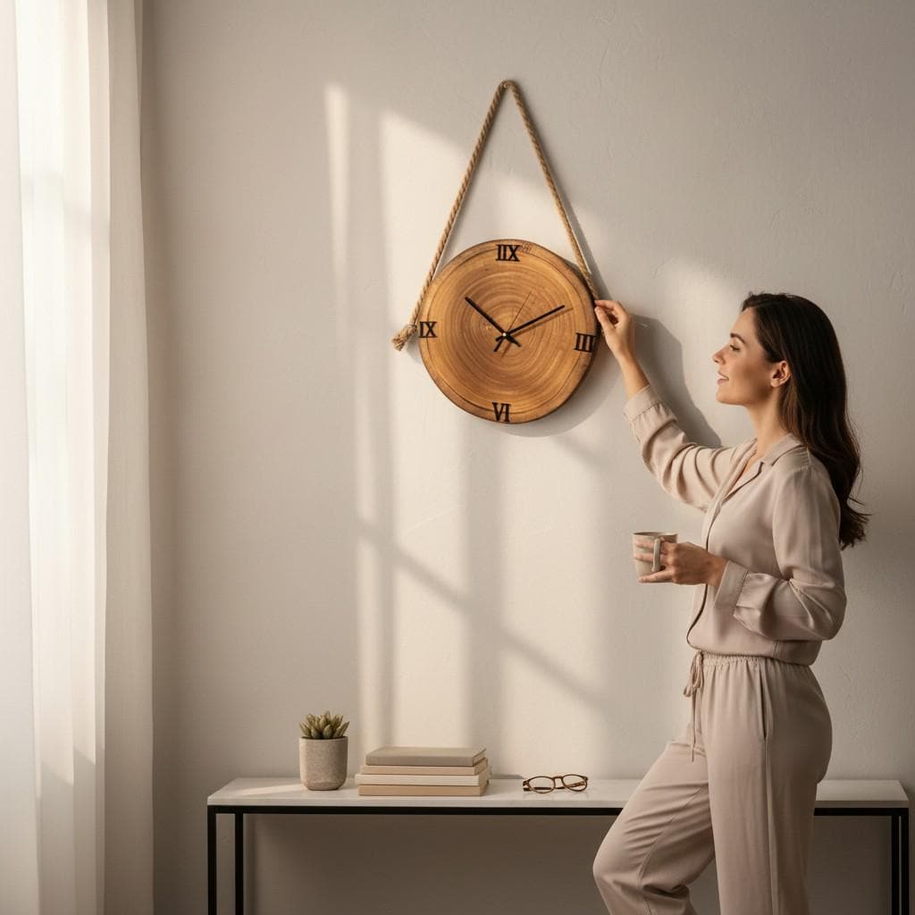 Wall Clock with Hanging Rope | Luxury Rustic Home Decor