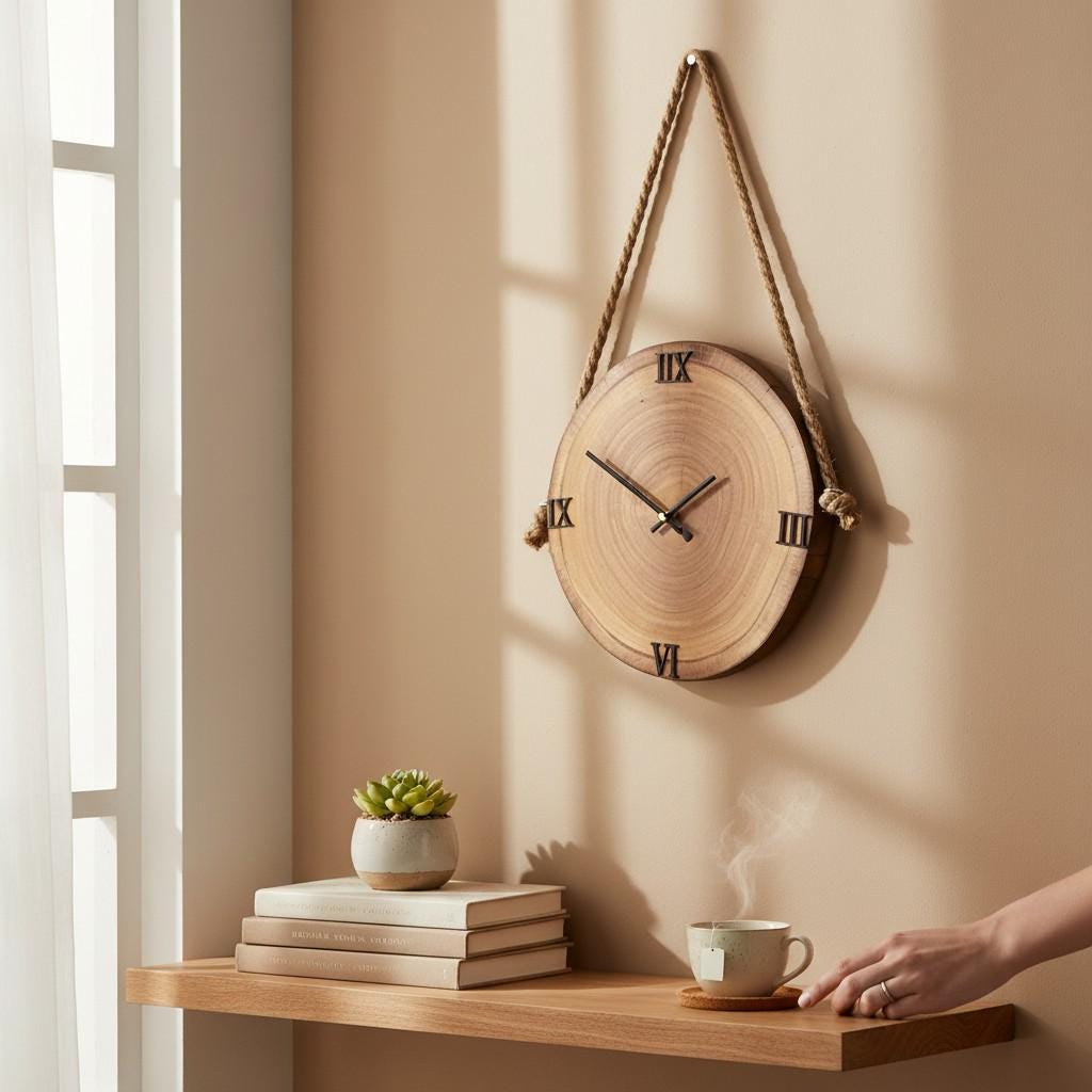 Wall Clock with Hanging Rope | Luxury Rustic Home Decor