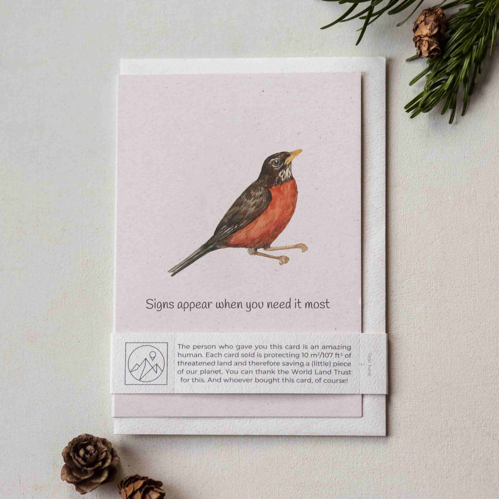 Animal Lover Charity Greeting Card Cute Robin sympathy card