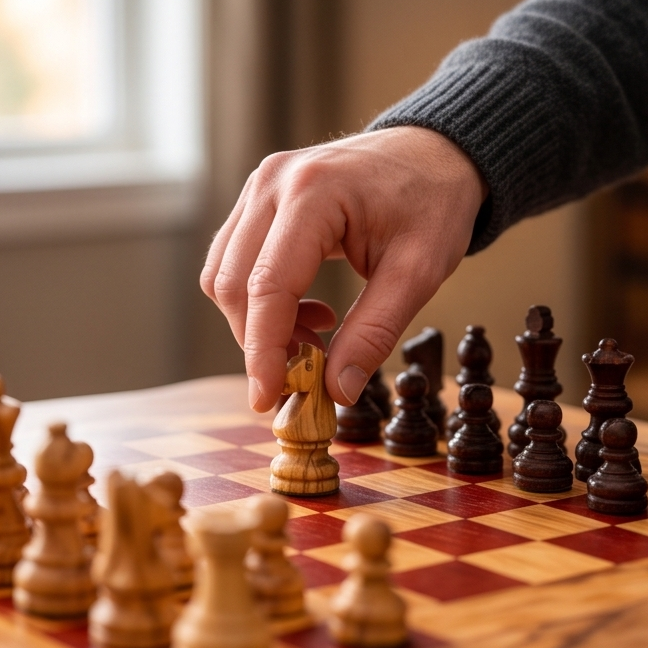 Handcrafted Olive Wood Chess Set – Premium Flat Wooden Chess Board in Red & Black (Multiple Sizes Available)