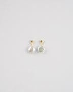Round Button Pearl Earrings