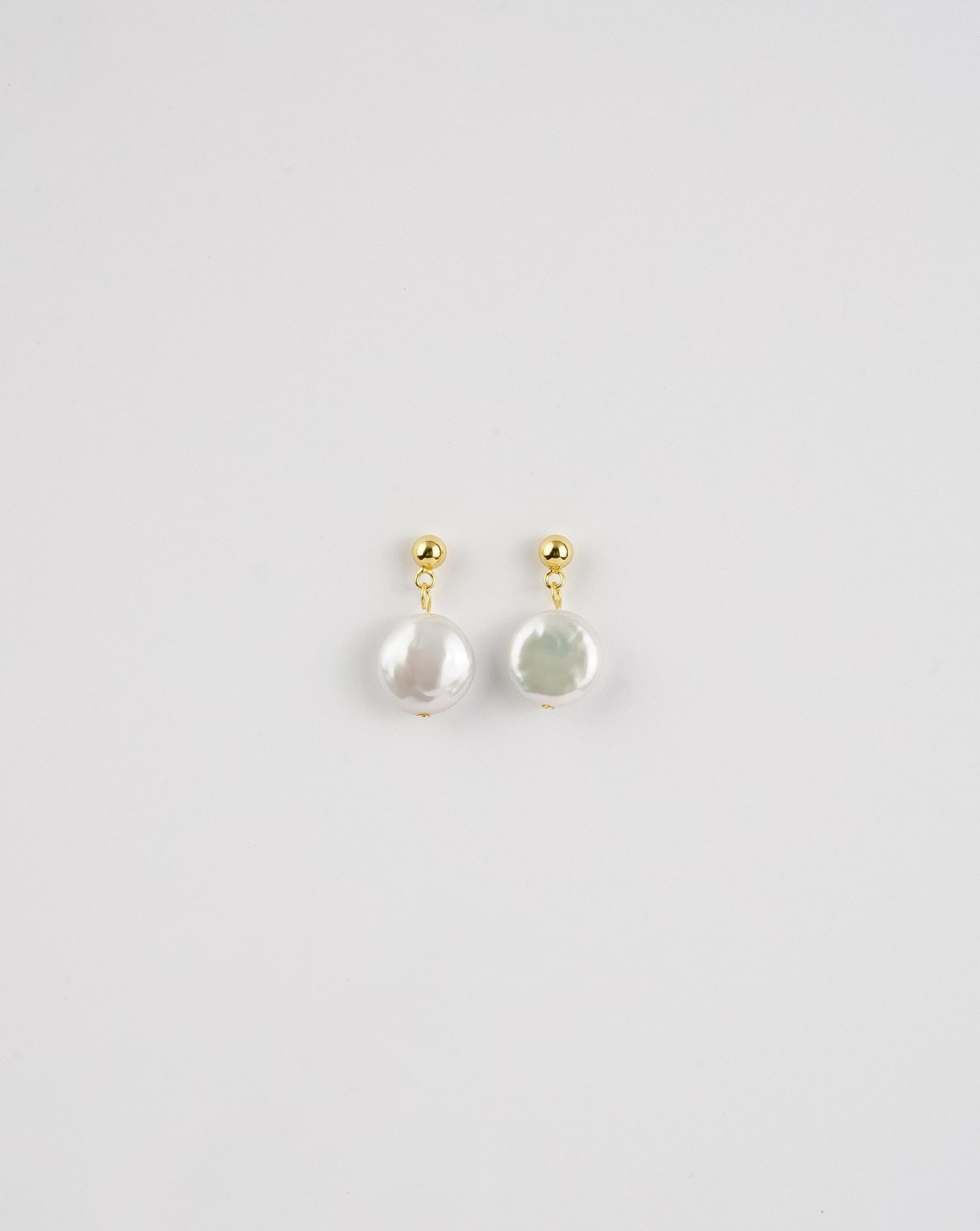 Round Button Pearl Earrings