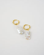 Rectangle Link Pearl Earrings