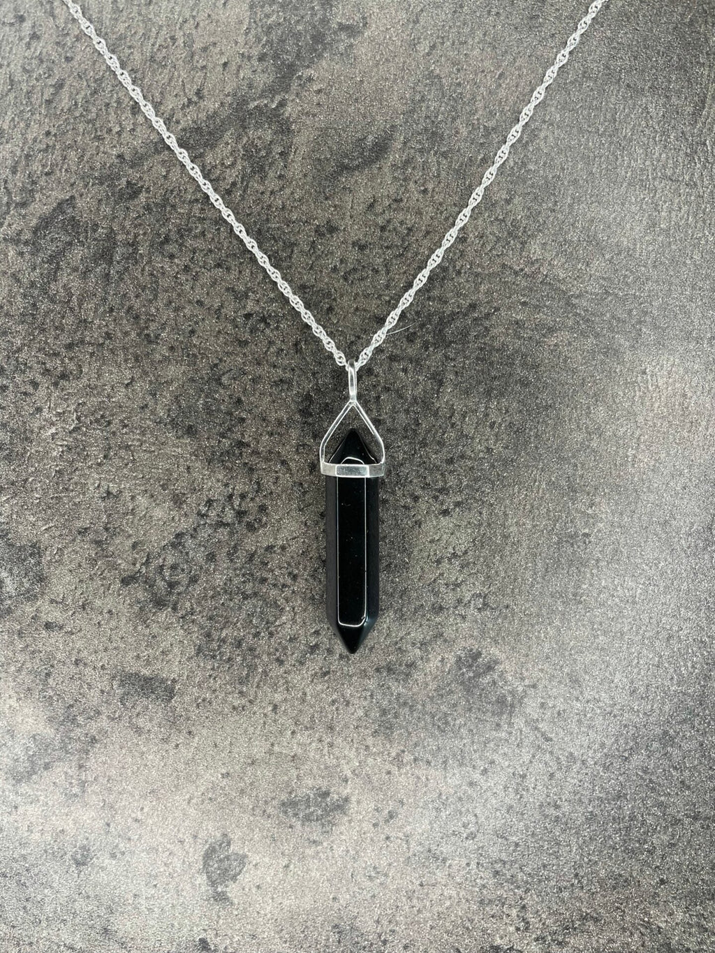 Protection pendant - Black obsidian (sterling silver) With sterling silver necklace