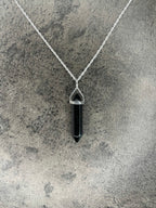 Protection pendant - Black obsidian (sterling silver) With sterling silver necklace